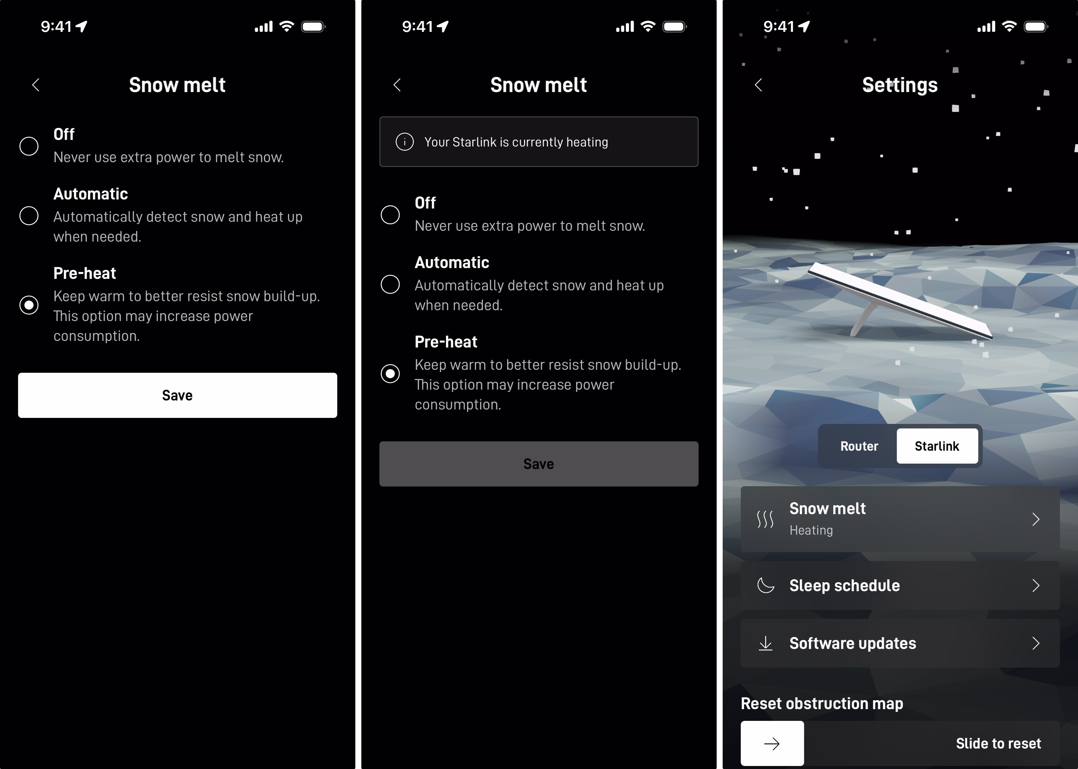 Snow melt in the app